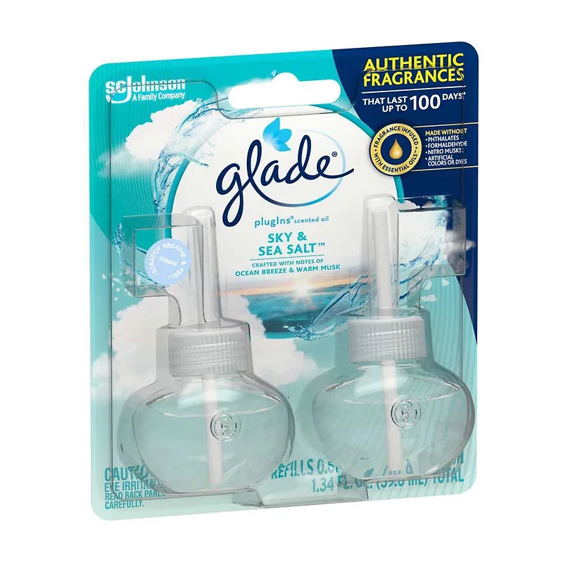 Glade PlugIns Scented Oil Air Freshener Refills - Sky & Sea Salt, 0.67 oz - 2 ct