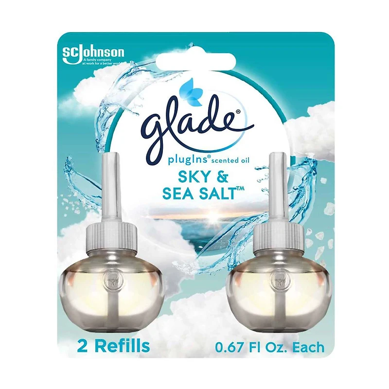 Glade PlugIns Scented Oil Air Freshener Refills - Sky & Sea Salt, 0.67 oz - 2 ct