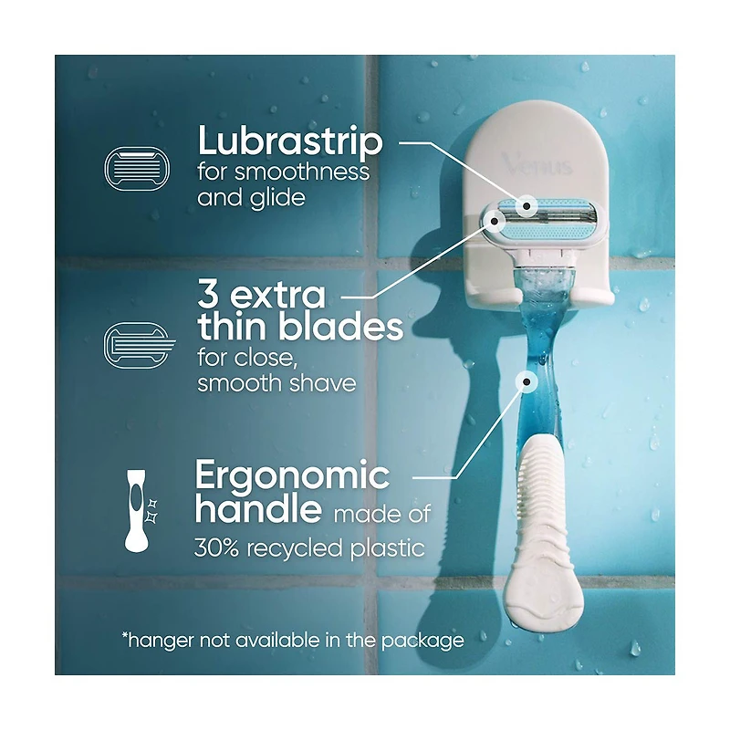 Gillette Venus Smooth Women's Razor Handle with 3 Blade Cartridge