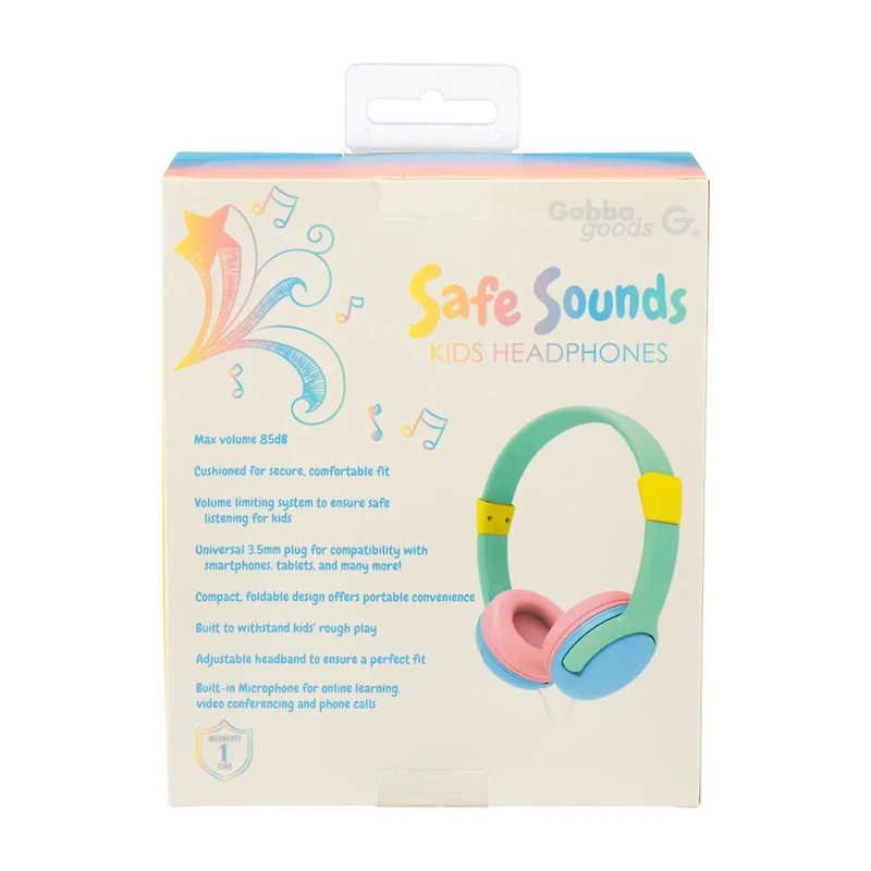 Gabba Goods Safe Sounds Kids Headphones, Pastels