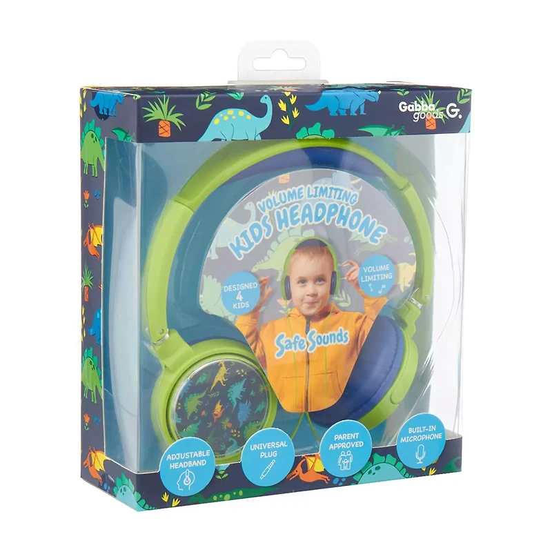 Gabba Goods Volume Limiting Kids Headphones, Green