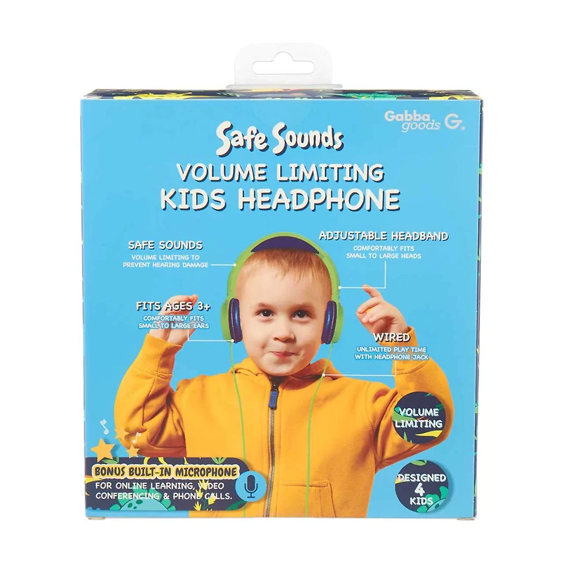 Gabba Goods Volume Limiting Kids Headphones, Green