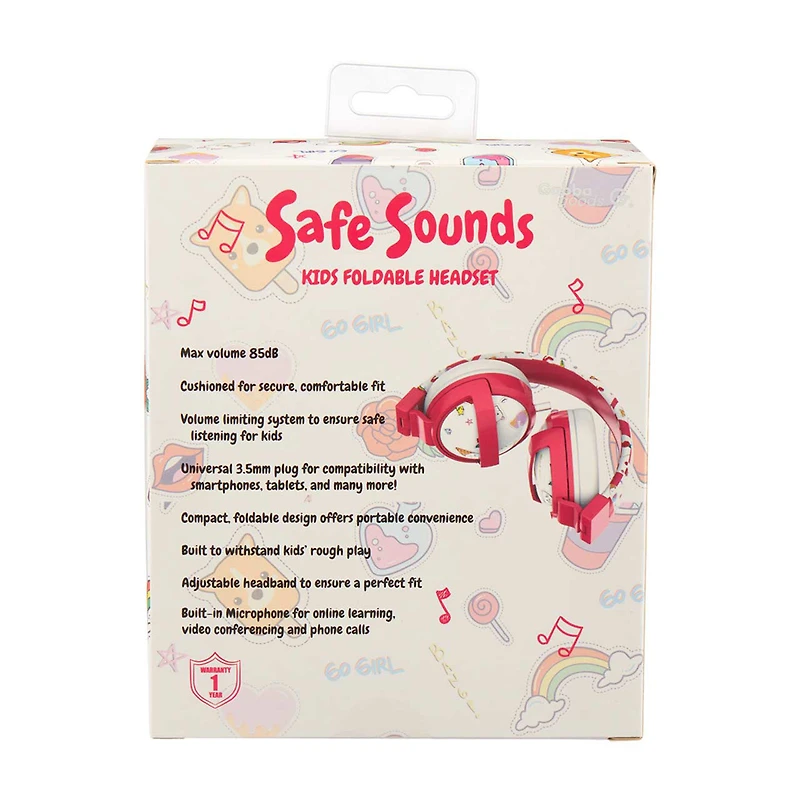 Gabba Goods Safe Sounds Kids Foldable Headset, Pink