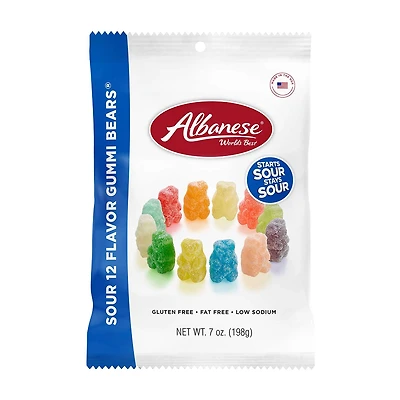 Albanese Sour 12 Flavor Gummi Bears, 7 oz.