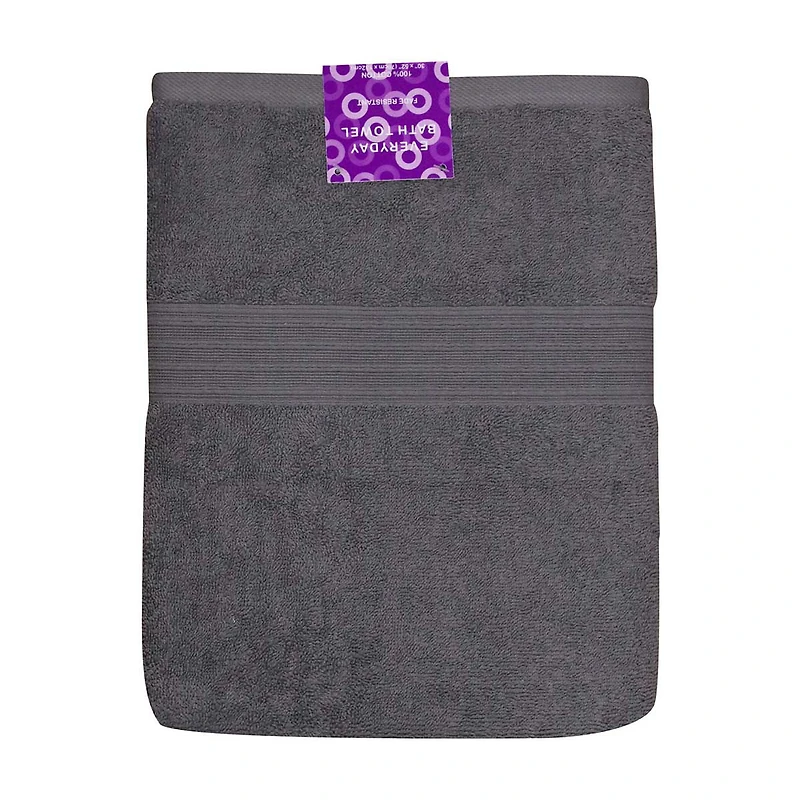 Cotton Bath Towel, Gray, 30 in x 52 in