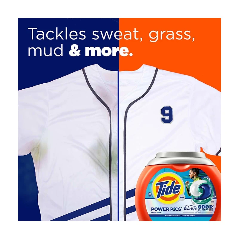 Tide Power Pods with Febreze Sport Laundry Detergent Pacs, 18 Count, Febreze Freshness with Sport Odor Defense