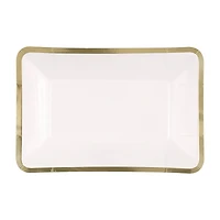 Golden Rectangular Paper Appetizer Plates, 8 ct