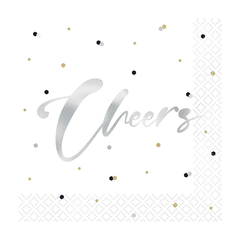 Silver Happy Birthday Cocktail Napkins, 16 ct