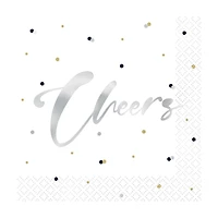 Silver Happy Birthday Cocktail Napkins, 16 ct
