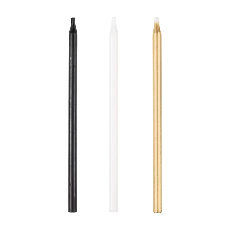 Assorted Black, Gold, and White Birthday Candles, 20 ct
