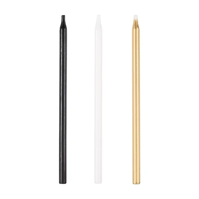 Assorted Black, Gold, and White Birthday Candles, 20 ct