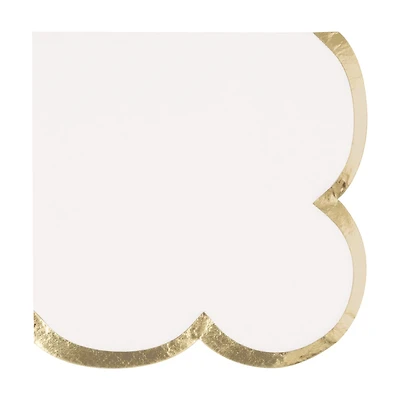Scalloped Fancy Gold Foil Trim Beverage Napkins, 16 ct