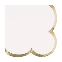 Scalloped Fancy Gold Foil Trim Beverage Napkins, 16 ct