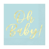 'Oh Baby' Luncheon Napkins, Teal