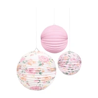 Pleated Paper Lantern Kit, Pink Blooms