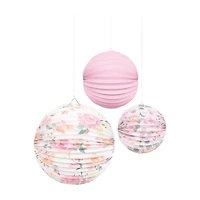 Pink Blooms Decorative Paper Lanterns, 3ct