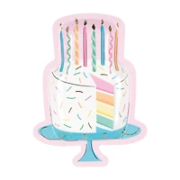 Rainbow Birthday Sweets Cake Shaped Party Plates, 9.25 in, 8 ct