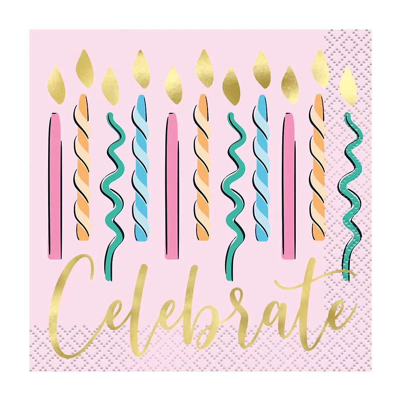 Rainbow Birthday Sweets Beverage Napkins, 16 ct