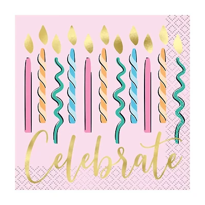 Rainbow Birthday Sweets Beverage Napkins, 16 ct