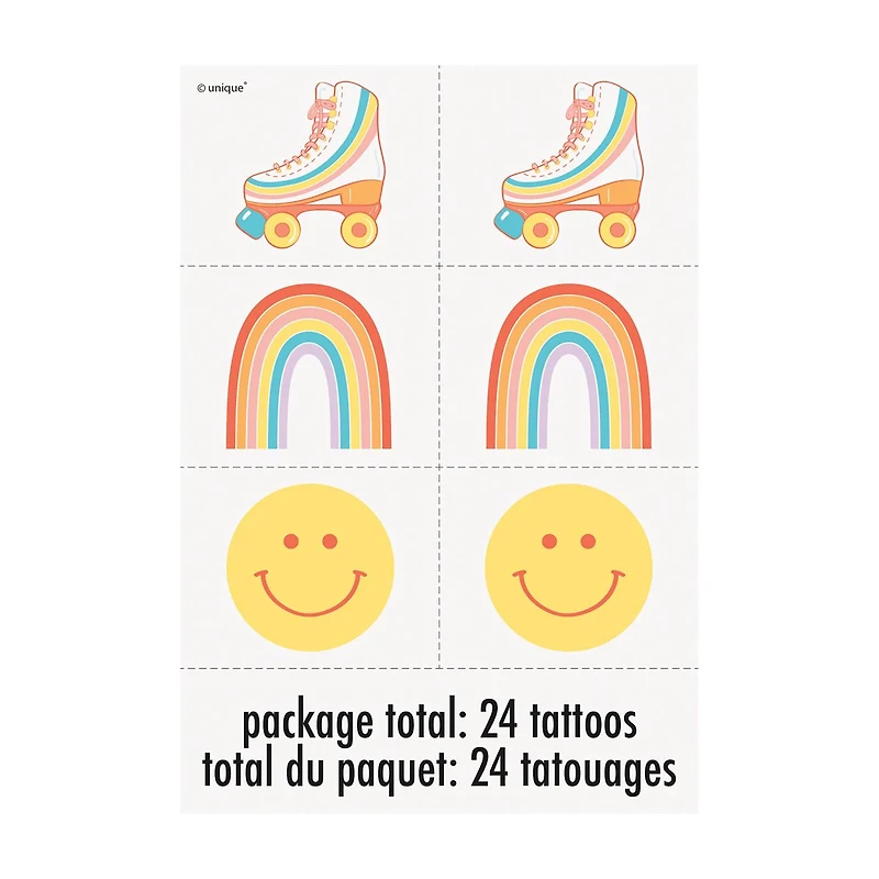 Rainbow Roller Skate Tattoo, 24 ct