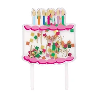 Plastic Confetti-Filled 'Happy Birthday' Cake Topper