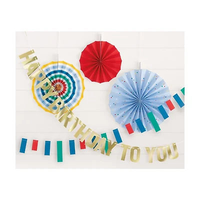 Foil Gold 'Happy Birthday to You' Banner and Paper Fan Decoration Kit