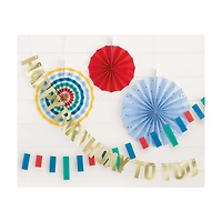 Foil Gold 'Happy Birthday to You' Banner and Paper Fan Decoration Kit