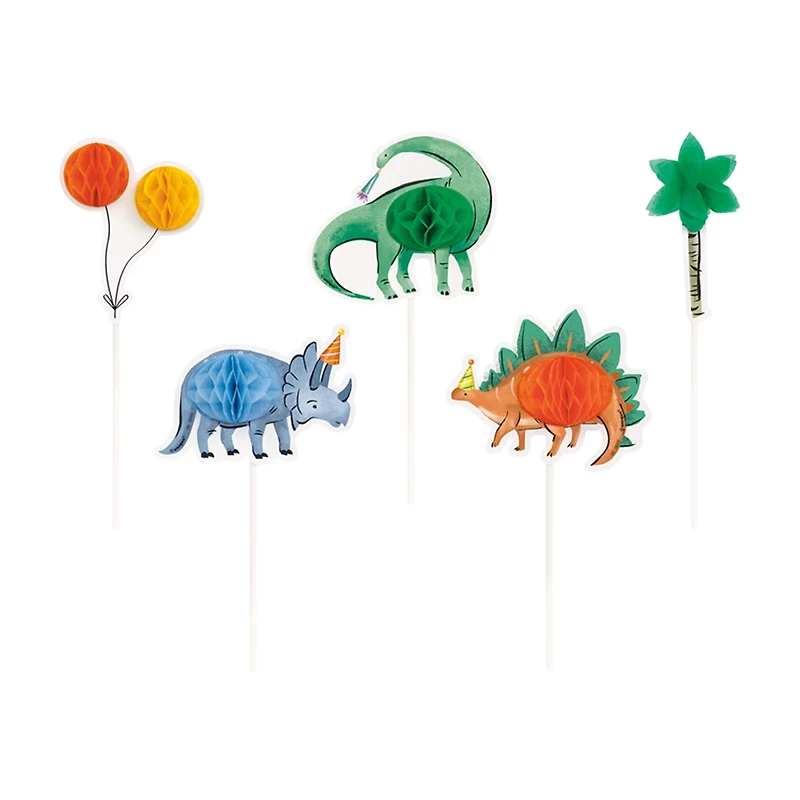 Partying Dinosaurs Cake Toppers, 5 ct