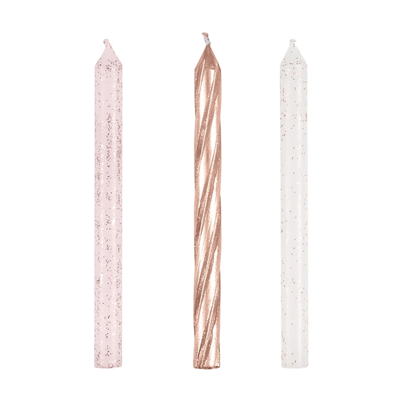 Glitter Birthday Candles, 24 ct, Rose Gold
