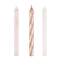 Glitter Birthday Candles, 24 ct, Rose Gold