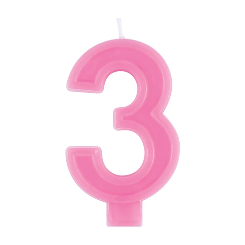 Number 3 Birthday Candle, Pink