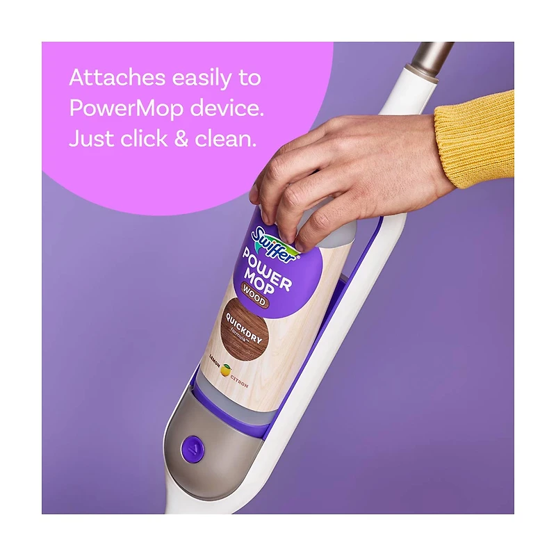 Swiffer Power Quick Dry Mop Wood Floor Cleaner, Lemon Scent, 25.3 fl oz