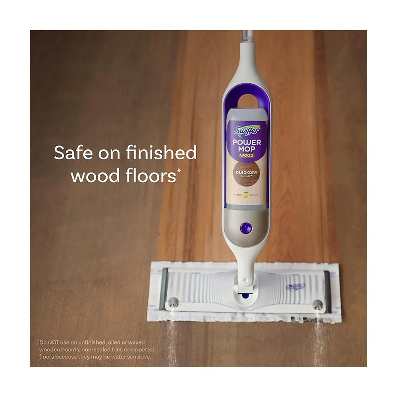 Swiffer Power Quick Dry Mop Wood Floor Cleaner, Lemon Scent, 25.3 fl oz