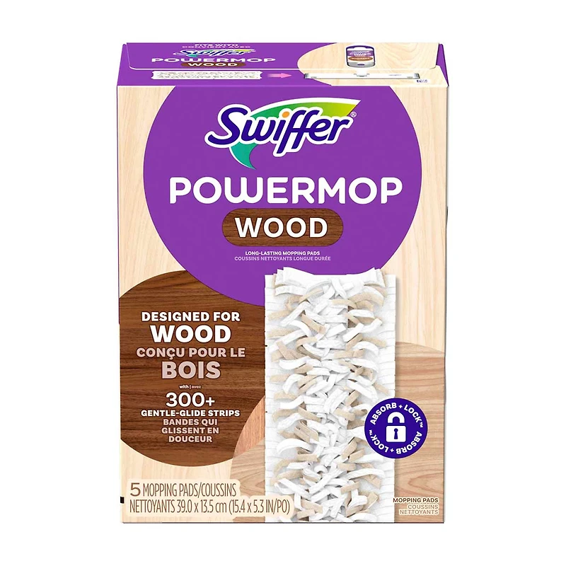 Swiffer PowerMop Wood Mopping Pads, 5 ct