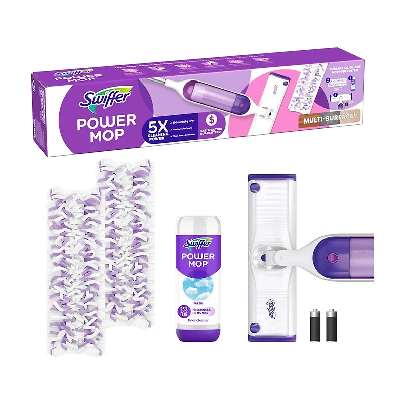 Swiffer PowerMop Multi-Surface Mop Kit for Floor Cleaning, Fresh Scent