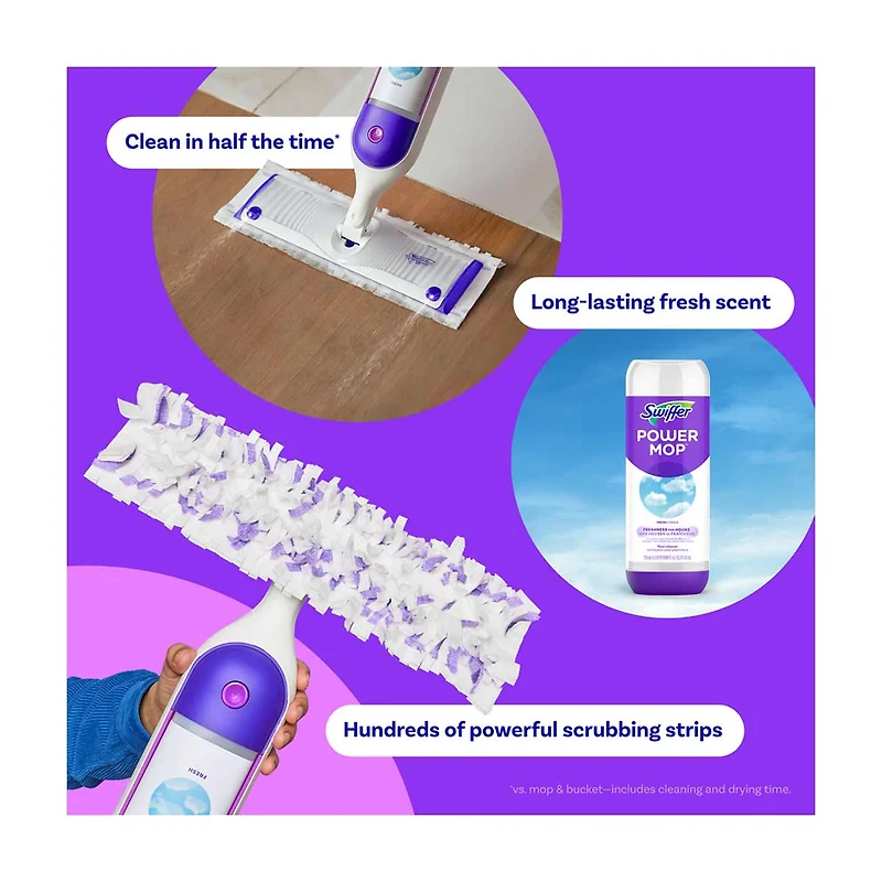 Swiffer PowerMop Multi-Surface Mop Kit for Floor Cleaning, Fresh Scent