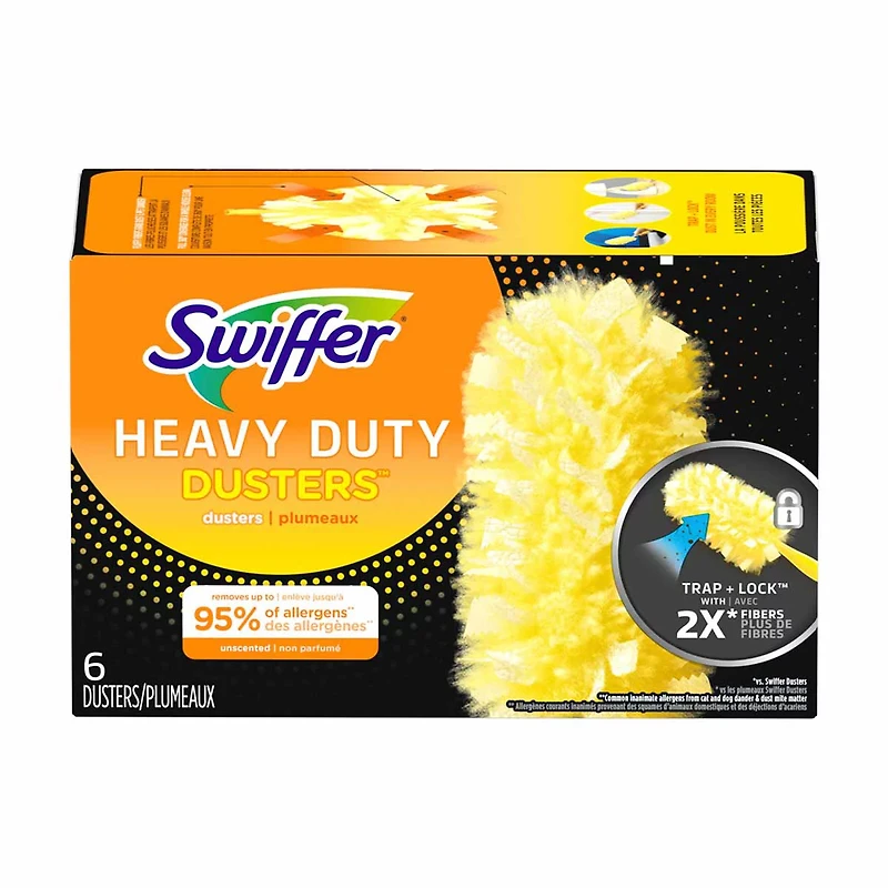 Swiffer Dusters Heavy Duty Multi-Surface Duster Refills for Cleaning, Unscented, 6 Count