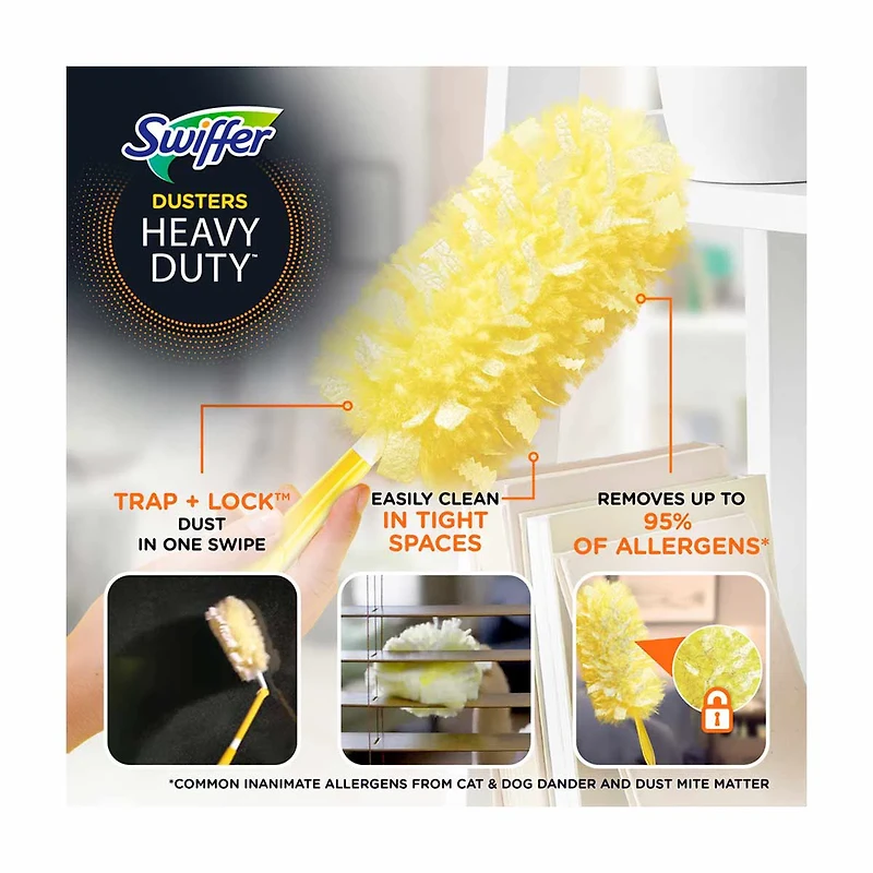Swiffer Dusters Heavy Duty Multi-Surface Duster Refills for Cleaning, Unscented, 6 Count