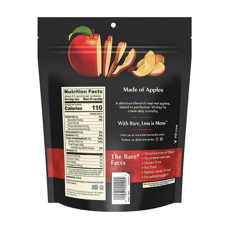 Bare Baked Crunchy Crispy Reds Apple Chips, 3.4 oz