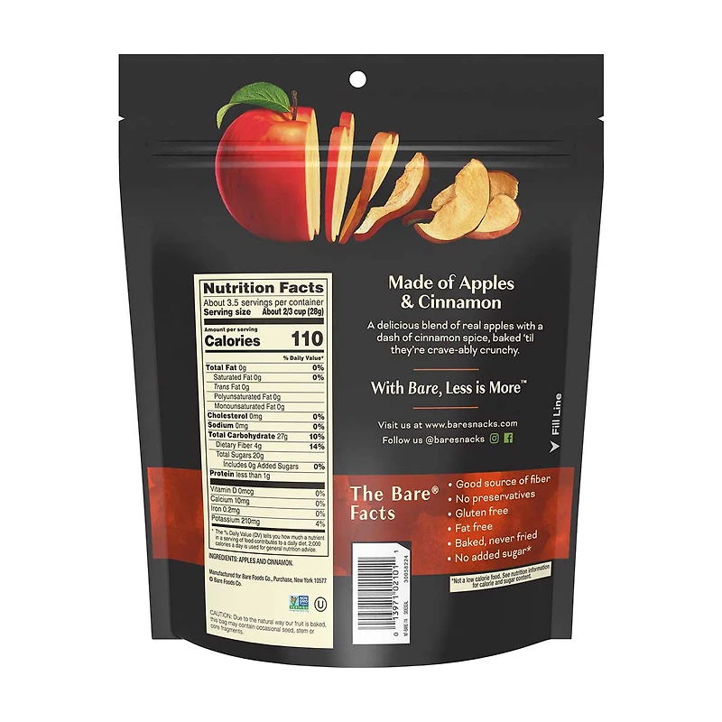 Bare Baked Crunchy Cinnamon Apple Chips, 3.4 oz