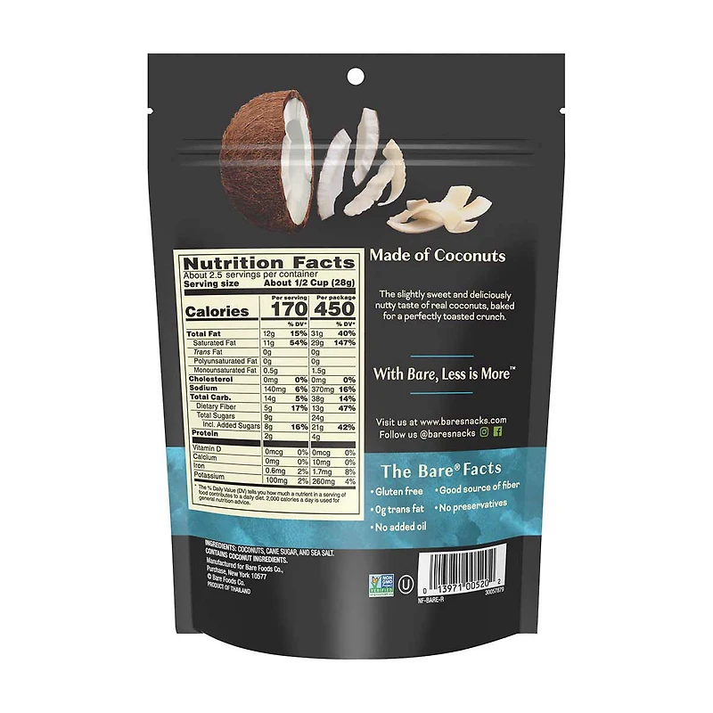 Bare Baked Crunchy Toasted Coconut Chips, 2.7 oz