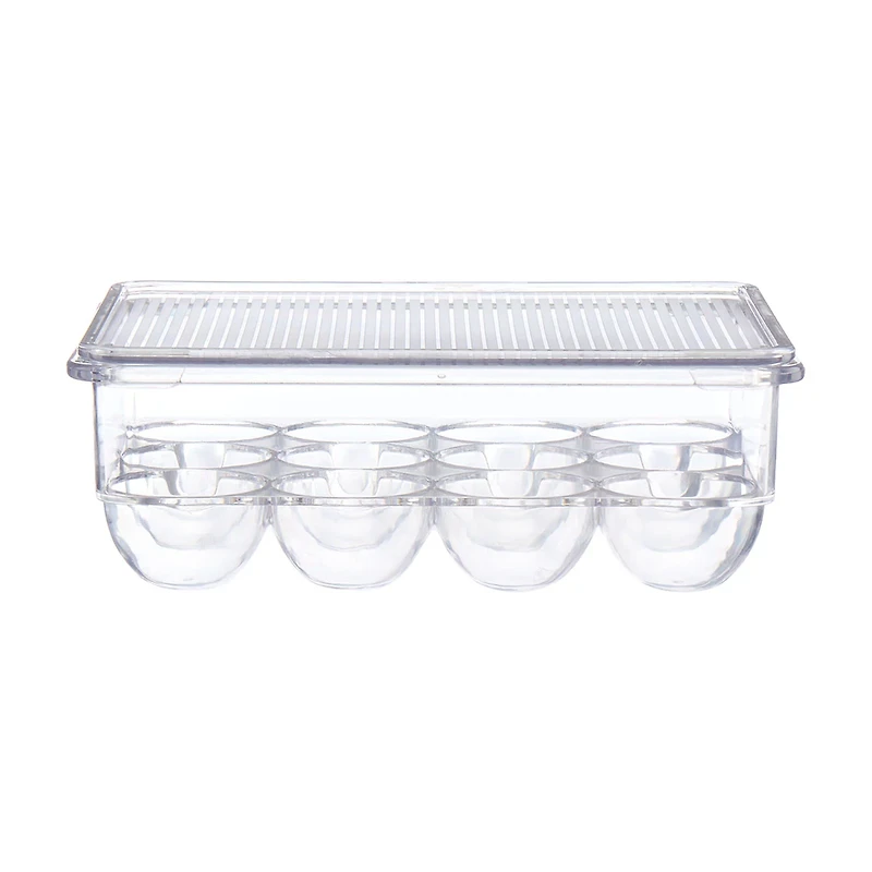 12 Eggs Acrylic Bin with Lid, Clear