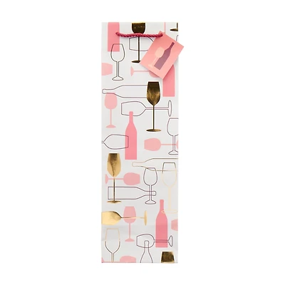 Cheers Glasses Embellished Wine Bag with Tag