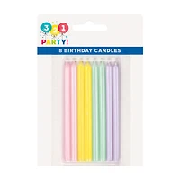 Pearlized Pastel Birthday Candles, 8 ct