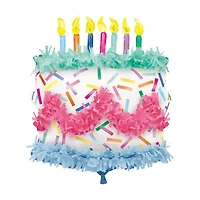 321 Party! Giant Foil Pink Sprinkles Cake Shaped Balloon with Tissue Festoon, 25 in