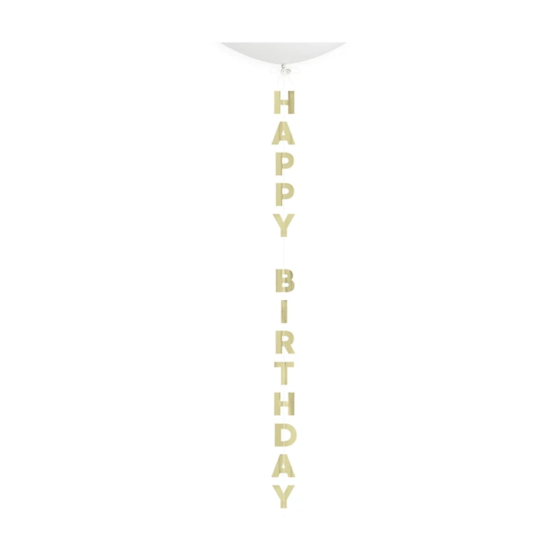 Foil Gold “Happy Birthday” Balloon Tail, 4 ft