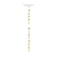 Foil Gold “Happy Birthday” Balloon Tail, 4 ft