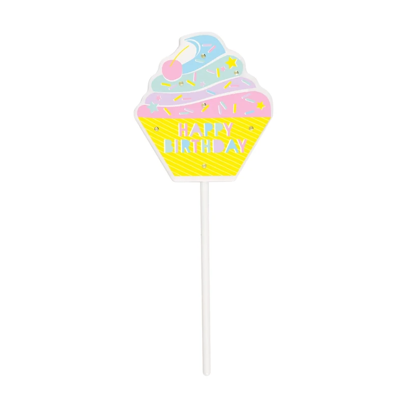Plastic LED Cupcake “Happy Birthday” Cake Topper