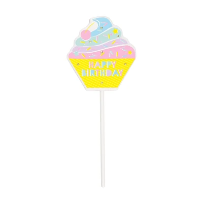 Plastic LED Cupcake “Happy Birthday” Cake Topper