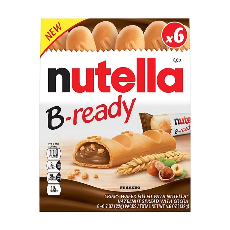 Nutella B-ready Crispy Wafer Snack Bars, 6 ct
